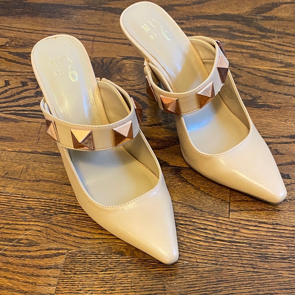 Mix No. 6 Beige Studded Mules